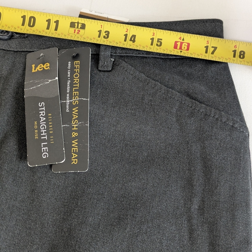 Women's Lee Mid Rise Relaxed Fit Straight Leg Cotton Blend Gray Pant Sz 12 Short - Picture 12 of 15